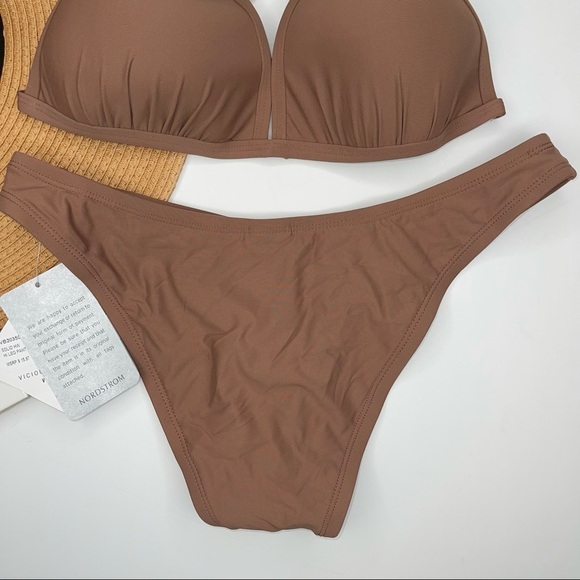 NEW VYB Swim Molded Cup Triangle Bra & High Waist High Leg Bottoms Bikini - Picture 9 of 15